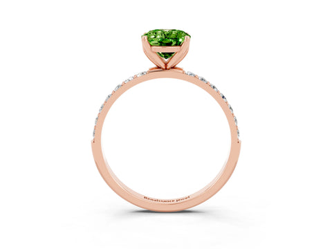 Rose gold Oval Cut Peridot Solitaire Engagement Ring with Pavé Band and Prong Setting_3