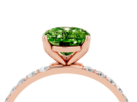 Rose gold Oval Cut Peridot Solitaire Engagement Ring with Pavé Band and Prong Setting_4