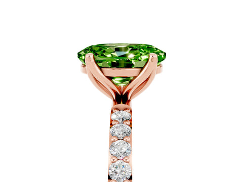 Rose gold Oval Cut Peridot Solitaire Engagement Ring with Pavé Band and Prong Setting_5