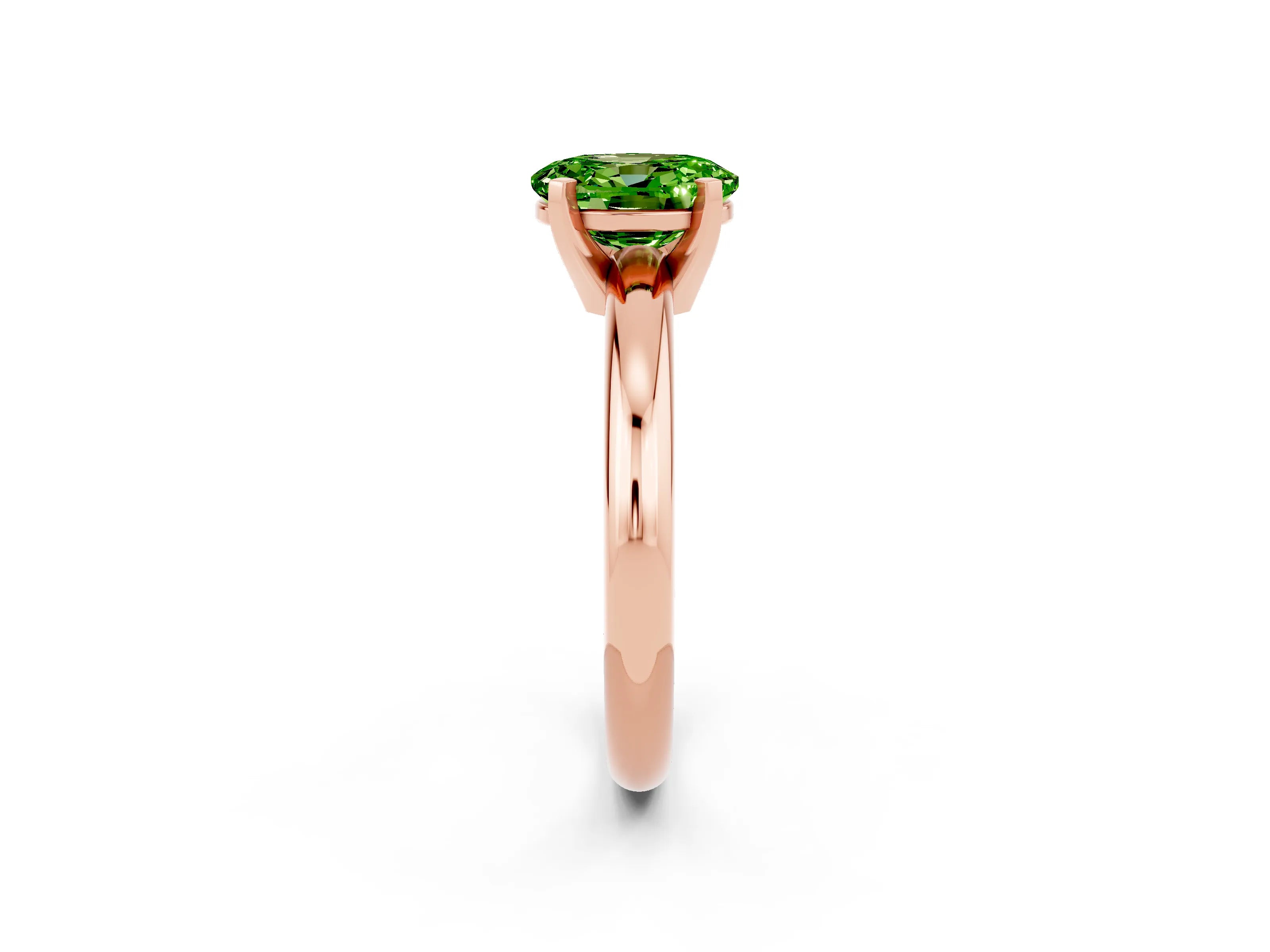 Rose gold Oval Cut Peridot Solitaire Engagement Ring with Round Band and Four-Prong Setting_2
