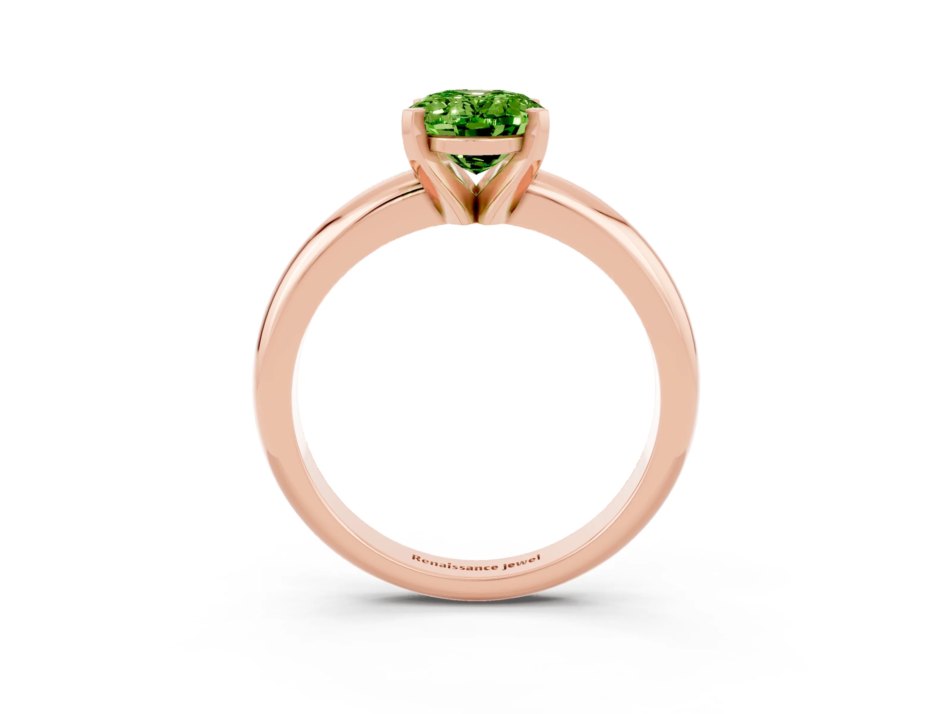 Rose gold Oval Cut Peridot Solitaire Engagement Ring with Round Band and Four-Prong Setting_3