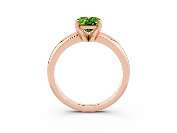 Rose gold Oval Cut Peridot Solitaire Engagement Ring with Round Band and Four-Prong Setting