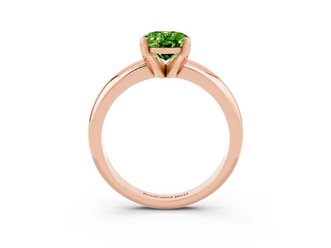 Rose gold Oval Cut Peridot Solitaire Engagement Ring with Round Band and Four-Prong Setting_3