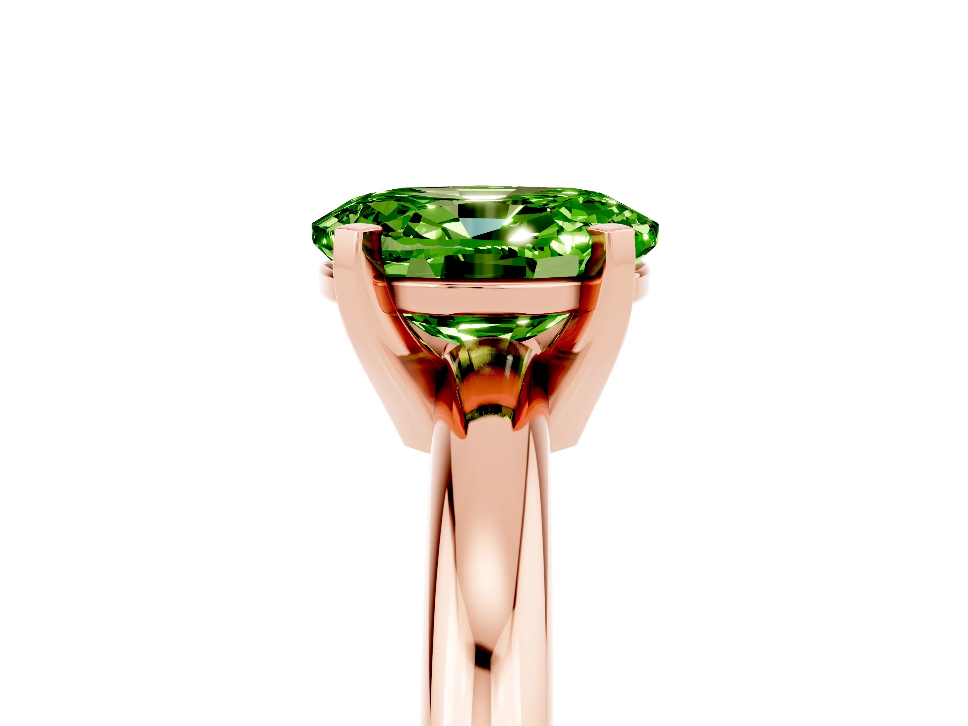 Rose gold Oval Cut Peridot Solitaire Engagement Ring with Round Band and Four-Prong Setting_5