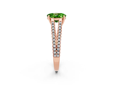 Rose gold Oval Cut Peridot Solitaire Engagement Ring with Split Shank Pavé Band_2