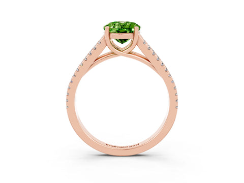 Rose gold Oval Cut Peridot Solitaire Engagement Ring with Split Shank Pavé Band_3