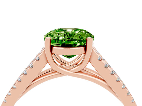 Rose gold Oval Cut Peridot Solitaire Engagement Ring with Split Shank Pavé Band_4