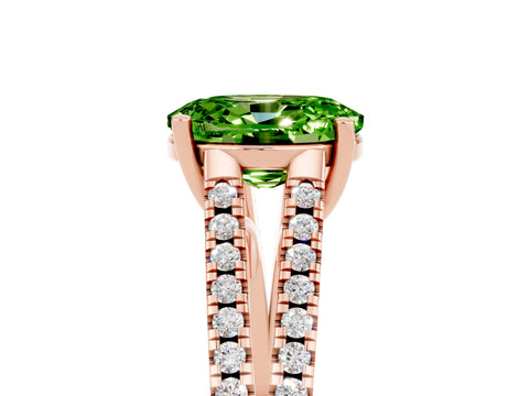 Rose gold Oval Cut Peridot Solitaire Engagement Ring with Split Shank Pavé Band_5