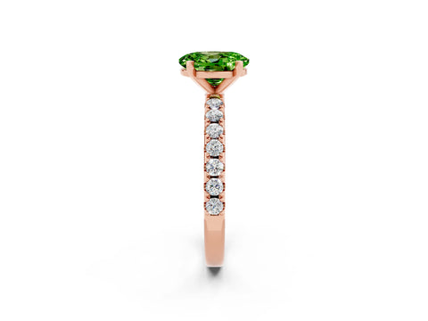Rose gold Oval Cut Peridot Solitaire Pavé Band with Four-Prong Setting_2