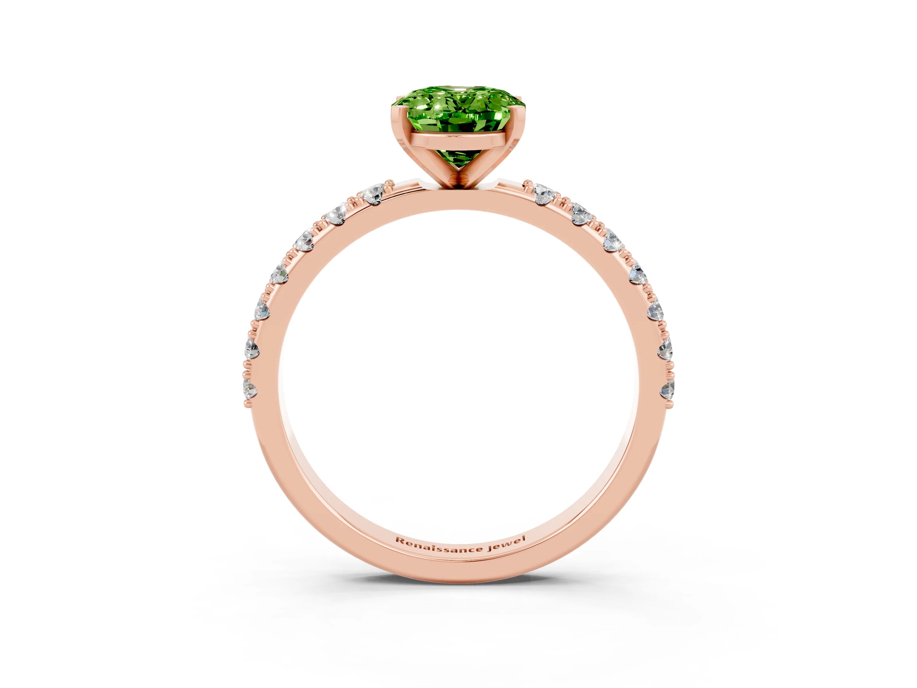 Rose gold Oval Cut Peridot Solitaire Pavé Band with Four-Prong Setting_3