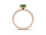Rose gold Oval Cut Peridot Solitaire Pavé Band with Four-Prong Setting_3