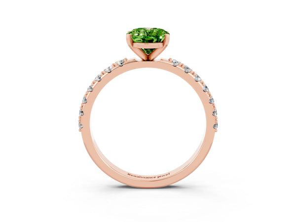 Rose gold Oval Cut Peridot Solitaire Pavé Band with Four-Prong Setting