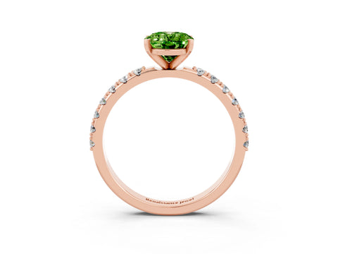 Rose gold Oval Cut Peridot Solitaire Pavé Band with Four-Prong Setting_3