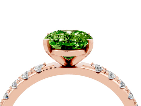 Rose gold Oval Cut Peridot Solitaire Pavé Band with Four-Prong Setting_4