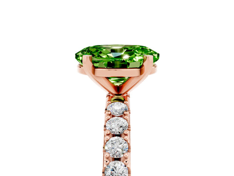 Rose gold Oval Cut Peridot Solitaire Pavé Band with Four-Prong Setting_5