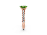 Rose gold Oval Cut Peridot Solitaire Pavé Engagement Ring with Round Band and Prong Setting_14