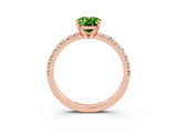 Rose gold Oval Cut Peridot Solitaire Pavé Engagement Ring with Round Band and Prong Setting_15
