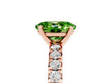 Rose gold Oval Cut Peridot Solitaire Pavé Engagement Ring with Round Band and Prong Setting_17