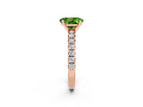 Rose gold Oval Cut Peridot Solitaire Pavé Engagement Ring with Round Band and Prong Setting_74