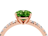Rose gold Oval Cut Peridot Solitaire Pavé Engagement Ring with Round Band and Prong Setting_76