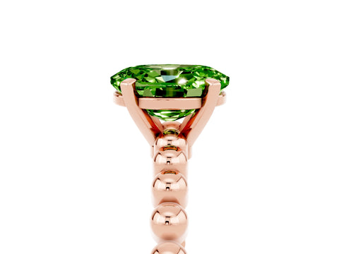 Rose gold Oval Cut Peridot Solitaire Ring with Beaded Band and Prong Setting_5
