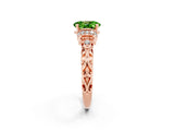 Rose gold Oval Cut Peridot Solitaire Ring with Filigree Band and Four-Prong Setting_26