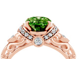 Rose gold Oval Cut Peridot Solitaire Ring with Filigree Band and Four-Prong Setting_28