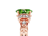 Rose gold Oval Cut Peridot Solitaire Ring with Filigree Band and Four-Prong Setting_29