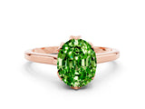 Rose gold Oval Cut Peridot Solitaire Ring with Flower Prong Setting and Classic Band_36