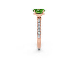 Rose gold Oval Cut Peridot Solitaire Ring with Pavé Accents and Four-Prong Setting_2