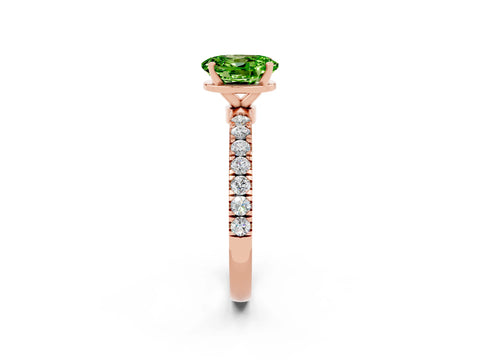 Rose gold Oval Cut Peridot Solitaire Ring with Pavé Accents and Four-Prong Setting_2