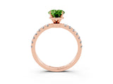 Rose gold Oval Cut Peridot Solitaire Ring with Pavé Accents and Four-Prong Setting_3