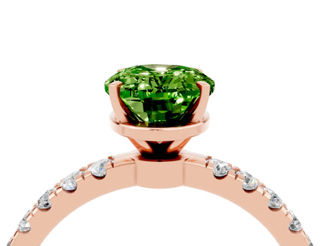 Rose gold Oval Cut Peridot Solitaire Ring with Pavé Accents and Four-Prong Setting_4