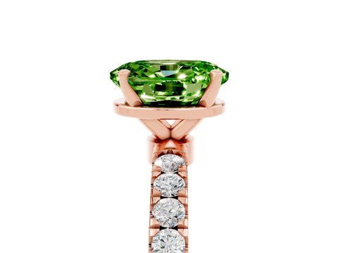 Rose gold Oval Cut Peridot Solitaire Ring with Pavé Accents and Four-Prong Setting_5