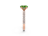 Rose gold Oval Cut Peridot Solitaire Ring with Pavé Band and Four-Prong Setting_14
