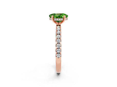 Rose gold Oval Cut Peridot Solitaire Ring with Pavé Band and Four-Prong Setting_14