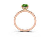 Rose gold Oval Cut Peridot Solitaire Ring with Pavé Band and Four-Prong Setting_15