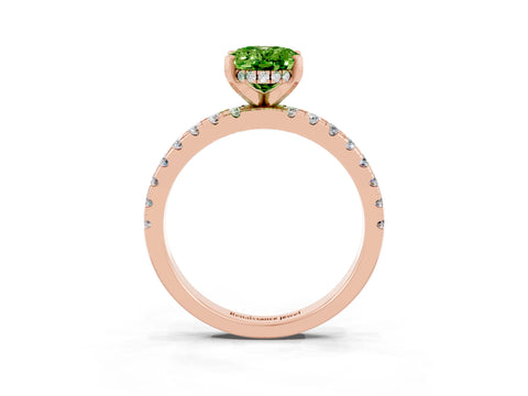 Rose gold Oval Cut Peridot Solitaire Ring with Pavé Band and Four-Prong Setting_15