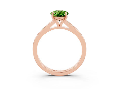 Rose gold Oval Cut Peridot Solitaire Ring with Pavé Band and Prong Setting_15