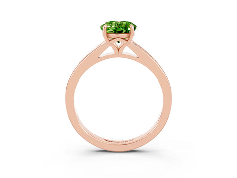 Rose gold Oval Cut Peridot Solitaire Ring with Pavé Band and Prong Setting_3