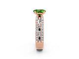 Rose gold Oval Cut Peridot Solitaire Ring with Pavé and Channel Set Band_2
