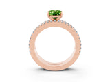Rose gold Oval Cut Peridot Solitaire Ring with Pavé and Channel Set Band_3