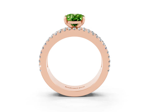 Rose gold Oval Cut Peridot Solitaire Ring with Pavé and Channel Set Band_3