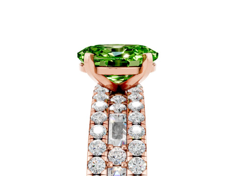 Rose gold Oval Cut Peridot Solitaire Ring with Pavé and Channel Set Band_5