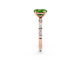 Rose gold Oval Cut Peridot Solitaire Ring with Pave Band and Four Prong Setting_14