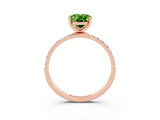 Rose gold Oval Cut Peridot Solitaire Ring with Pave Band and Four Prong Setting_15