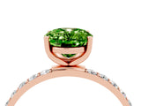 Rose gold Oval Cut Peridot Solitaire Ring with Pave Band and Four Prong Setting_16