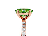 Rose gold Oval Cut Peridot Solitaire Ring with Pave Band and Four Prong Setting_17