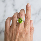Rose gold Oval Cut Peridot Solitaire Ring with Round  Pavé Band and Four-Prong Setting_30