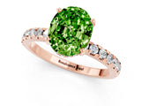 Rose gold Oval Cut Peridot Solitaire Ring with Round  Pavé Band and Four-Prong Setting_45